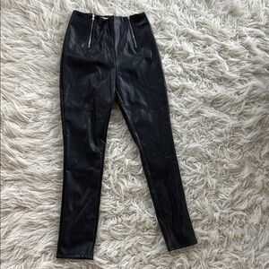 NWT Superdown Black Faux Leather Pants Side Zip up straight leg